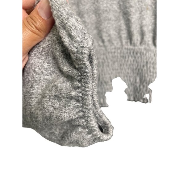 Zara Women's Medium M Med Gray Knit Sweater Long Sleeve Cropped Elastic Waist - Picture 12 of 15